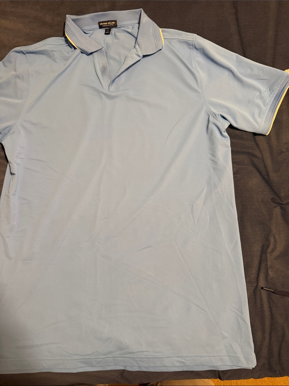 Peter Millar Sky Blue Polo with white Contrast Trim- athletic fit